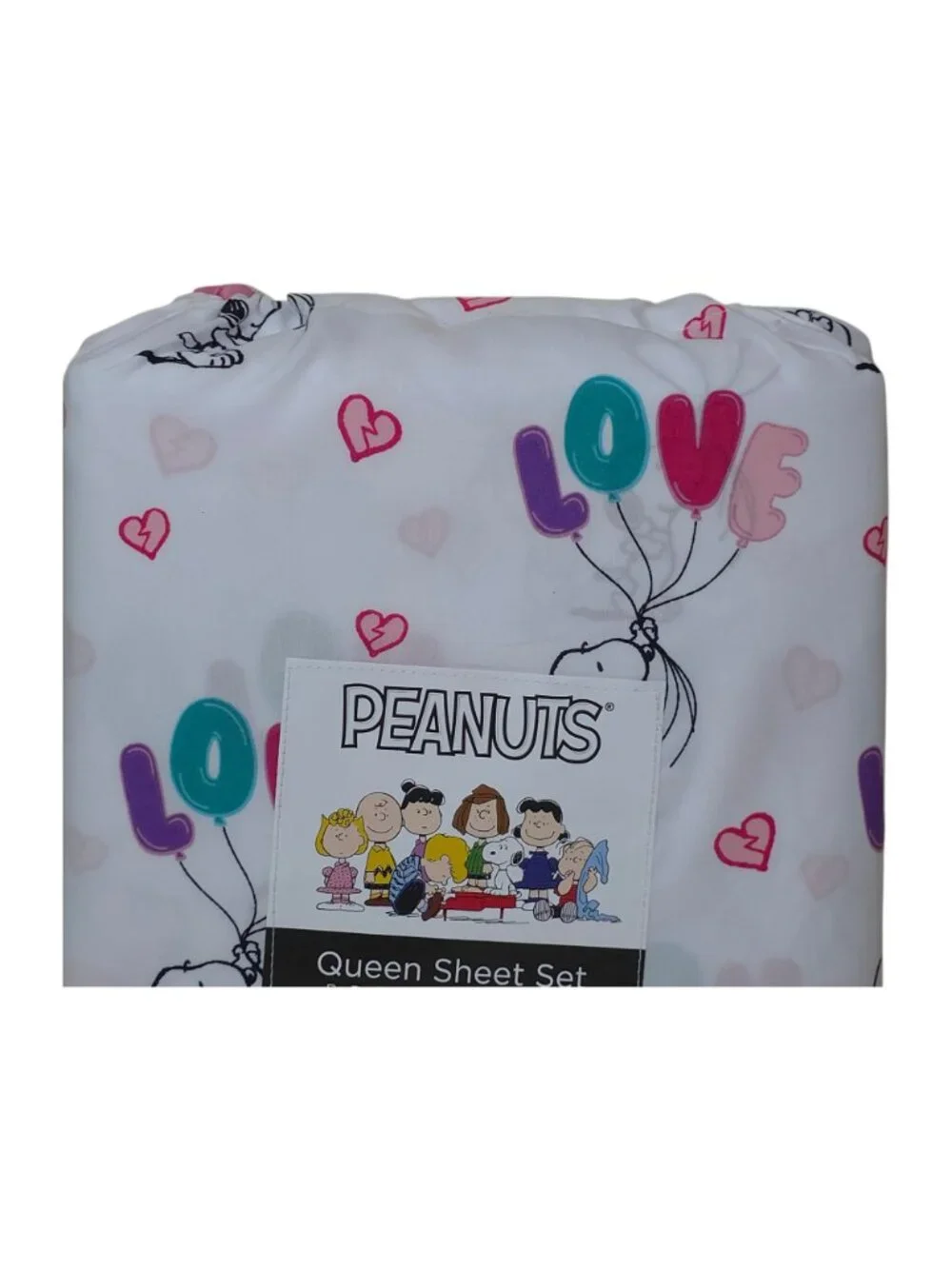 Peanuts Love Balloon Snoopy Queen Sheet Set Valentines Bedding Heart